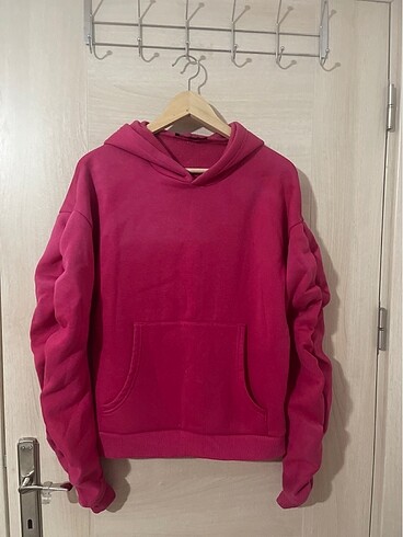 Kol büzgü detaylı kapüşonlu sweatshirt