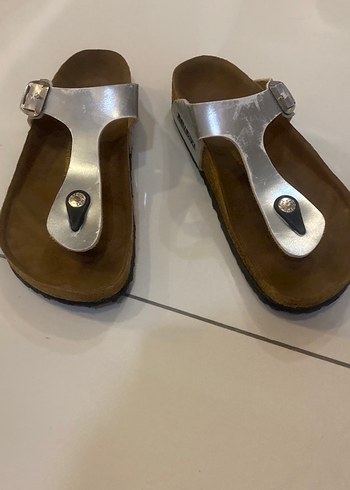 Gri Parlak Tokalı terlik