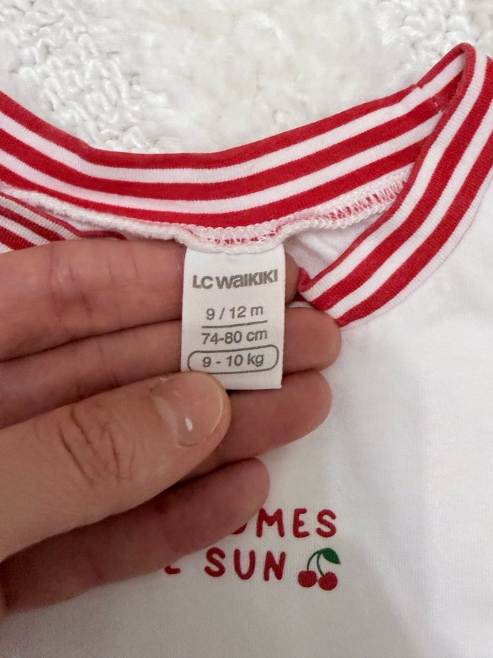 Beyaz Kısa Kollu Kız Tişörtü, Renkli Detaylı - Görsel 2