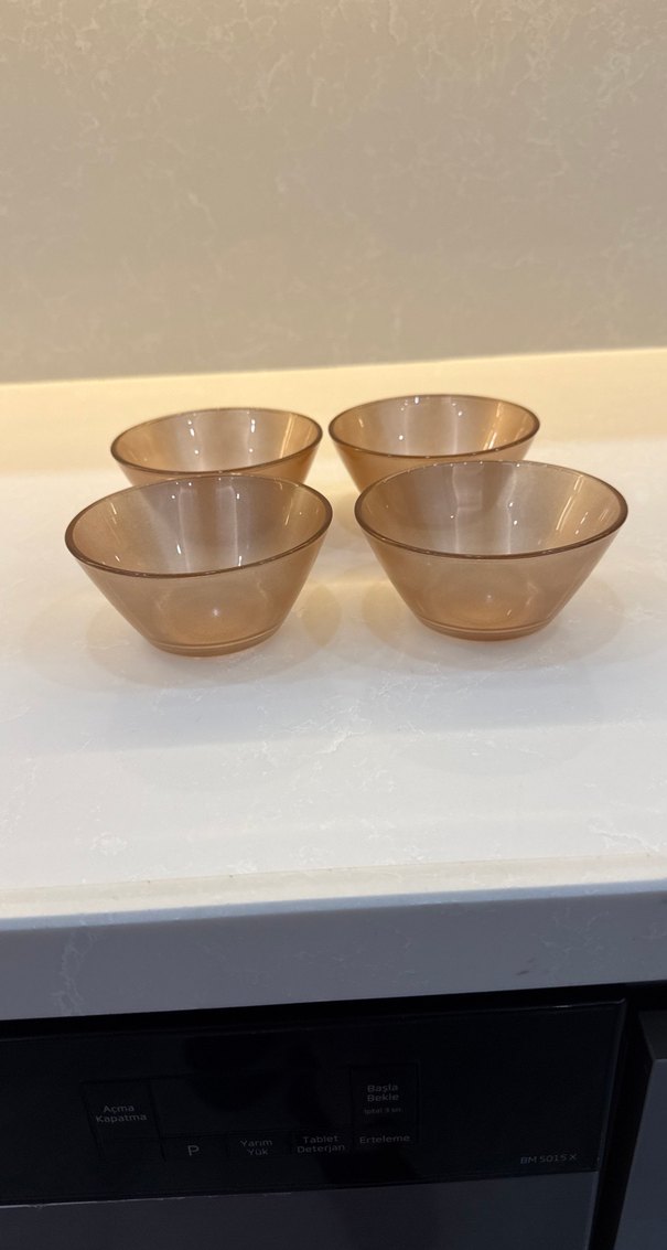 Koyu Bej 4'lü Cam Kase Seti - Görsel 2