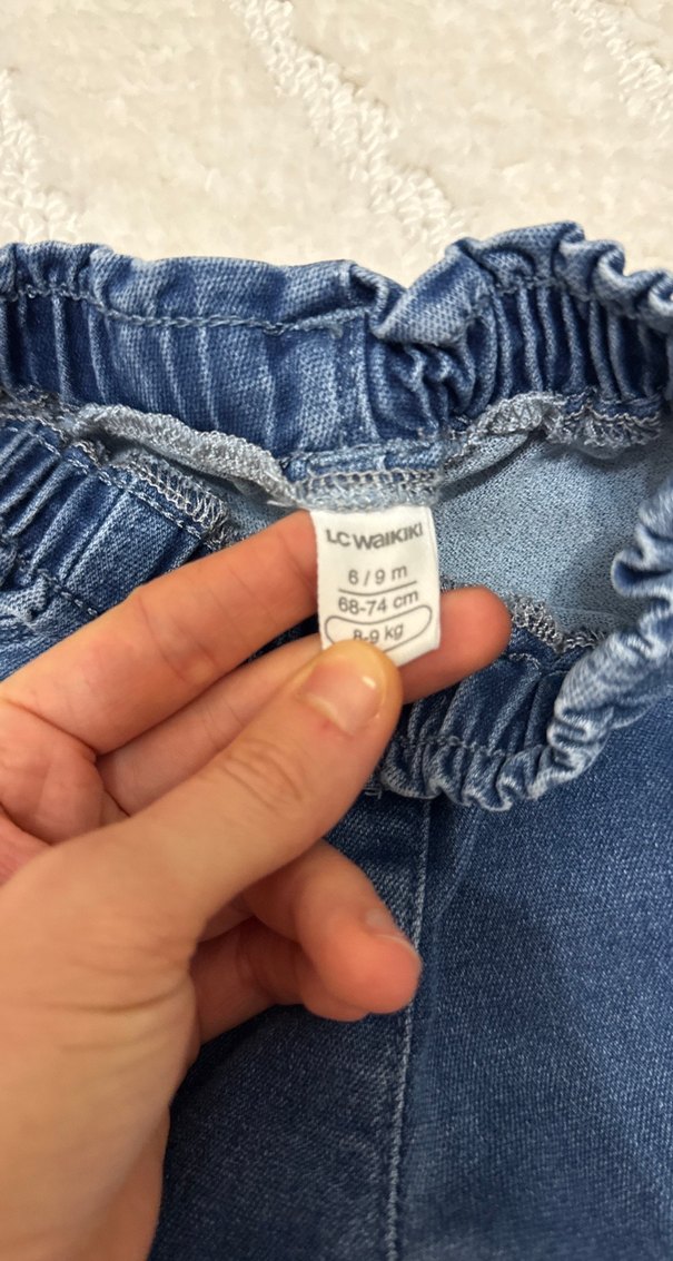 Düğmeli Mavi Kız/Erkek Çocuk Kot Pantolon - Görsel 2