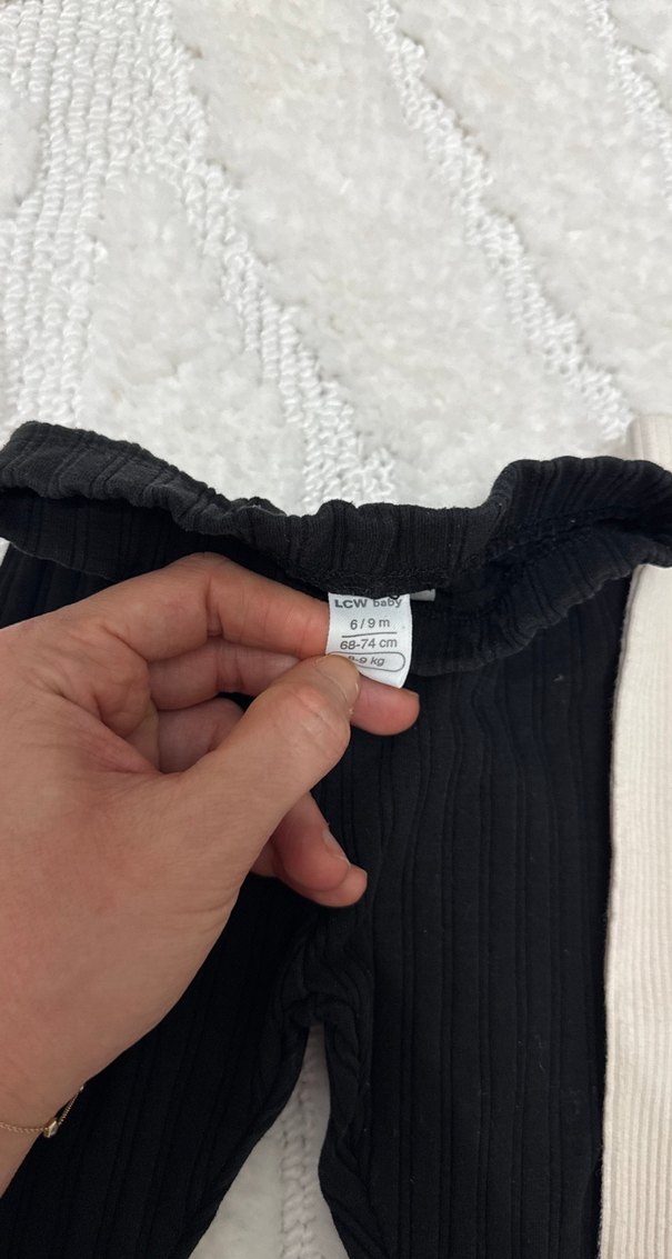 Kız Çocuk Pliseli Pamuklu Tayt 2'li Set - Görsel 2