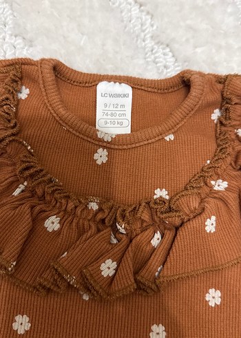 Kahverengi Çiçekli Uzun Kollu Bebek Kız Takımı - Görsel 2