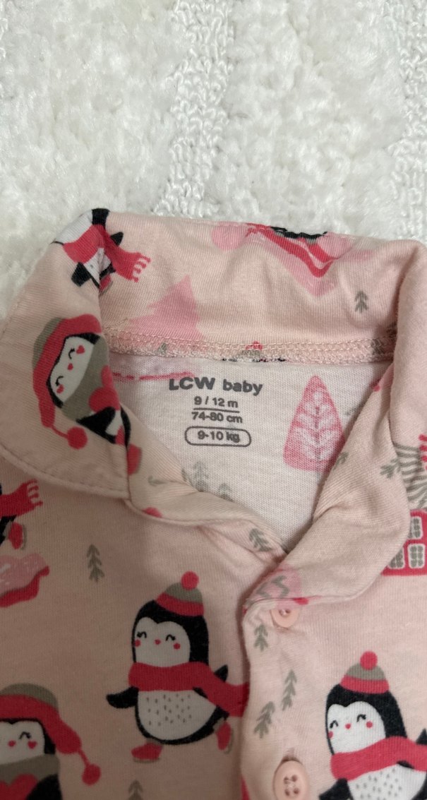 Kız Çocuk Pembe Desenli Polar Pijama Takımı - Görsel 2