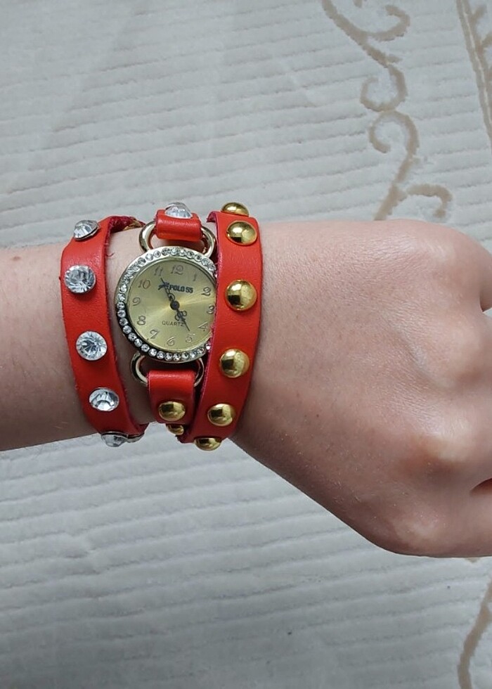 Polo 55 Kadın Dolamalı Saat Kırmızı - Görsel 4