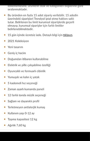  Beden Sunny baby sallanır beşik
