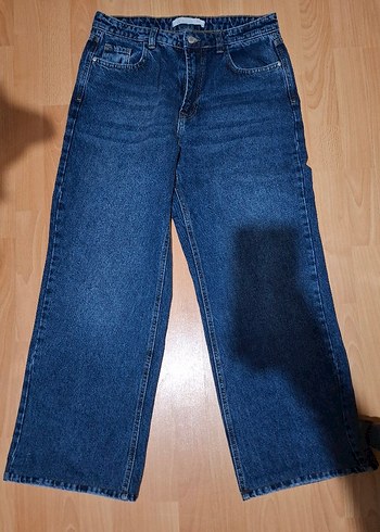 Diğer Kadın Lacivert Midi Bol Kesim Kot Pantolon