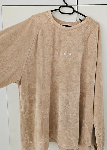 xl Beden ten rengi Renk Puma Bej Süet Kadın Sweatshirt Uzun Kollu