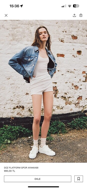 37 Beden beyaz Renk Zara kadın düz flatform spor ayakkabı