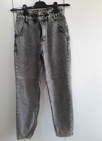 Beli Lastik detaylı mom jean