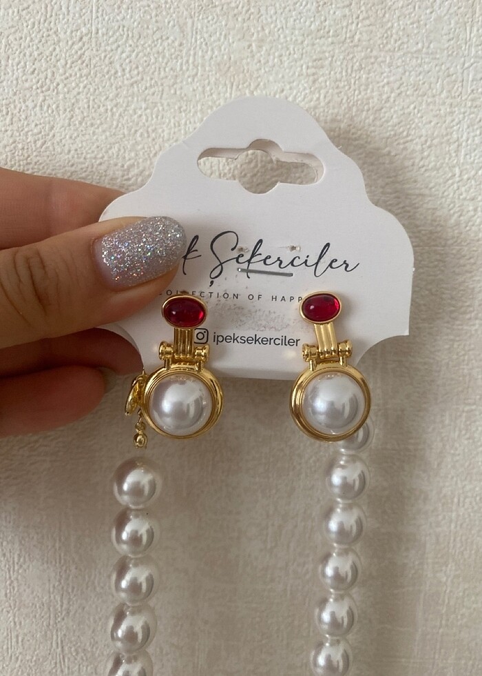 İNCİ KOLYE KÜPE TAKIMI - Görsel 2