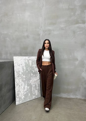 l Beden kahverengi Renk Zara Kahverengi Kadın Blazer Ceket