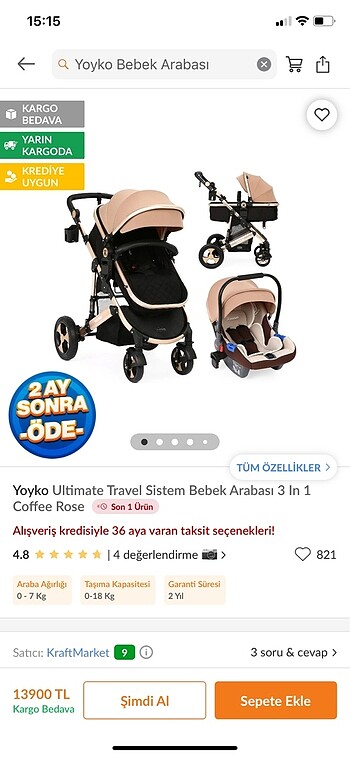 Yoyko travel bebek arabası