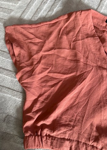 Pembe Keten V Yaka Salaş Bluz - Görsel 2