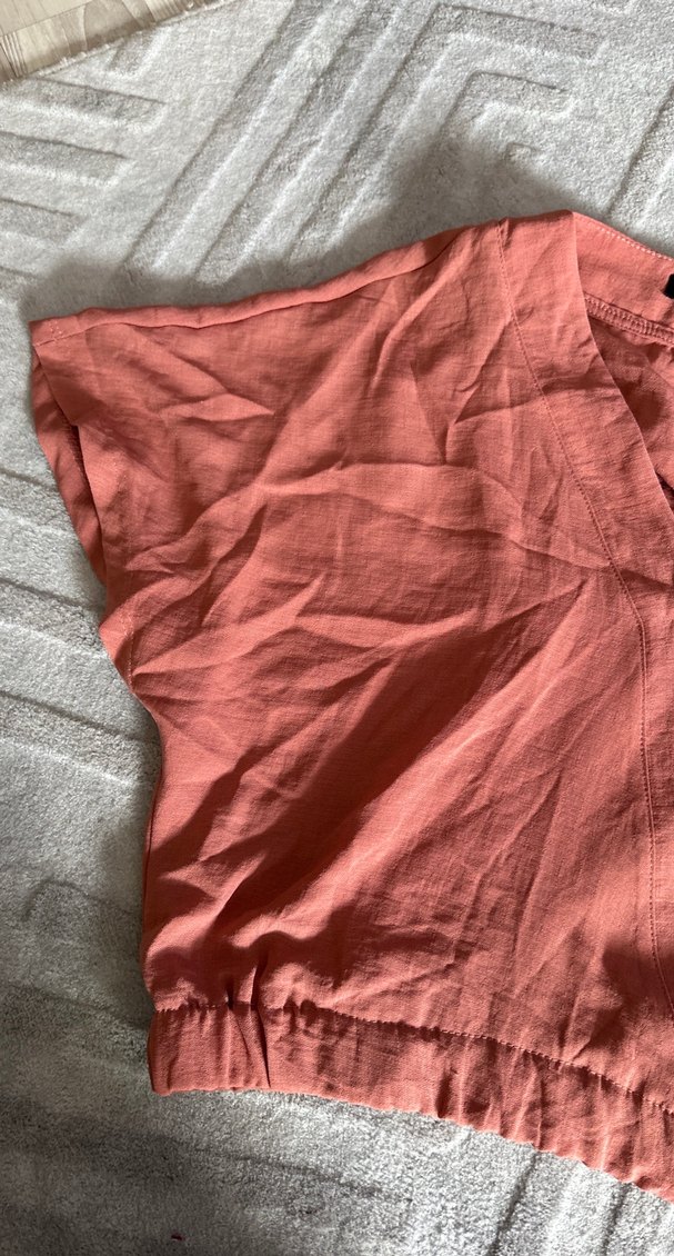 Pembe Keten V Yaka Salaş Bluz - Görsel 2