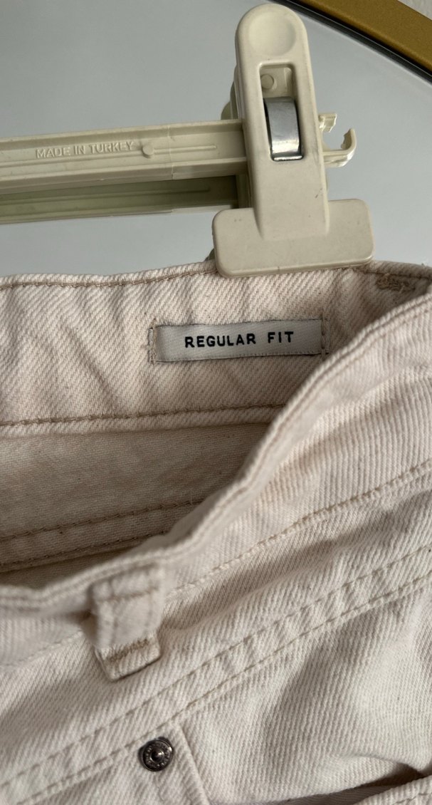 Bej Regular Fit Midi Kadın Kot Pantolon - Görsel 4