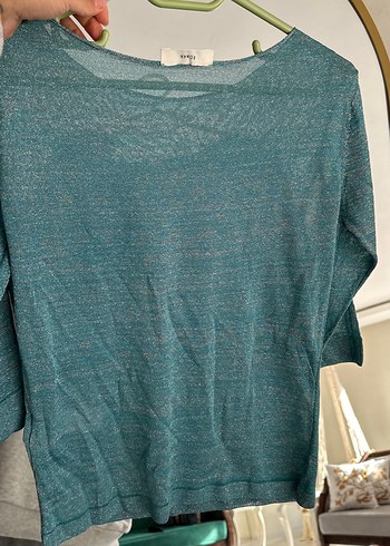 Turkuaz Triko Kadın Sweatshirt - Görsel 5