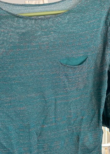 Turkuaz Triko Kadın Sweatshirt - Görsel 2