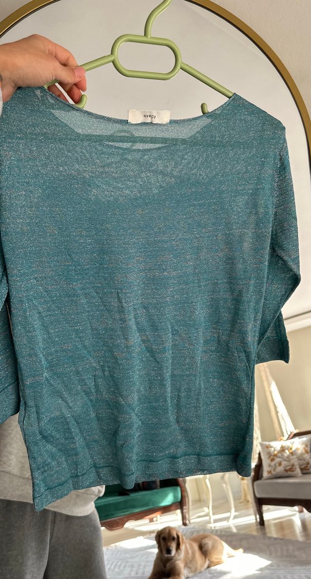 Turkuaz Triko Kadın Sweatshirt - Görsel 5