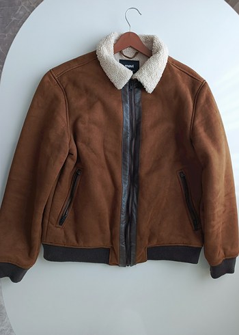 Kürk yaka süet Mont - Görsel 7