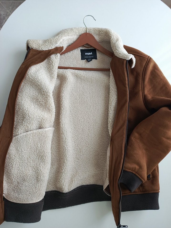 Kürk yaka süet Mont - Görsel 3