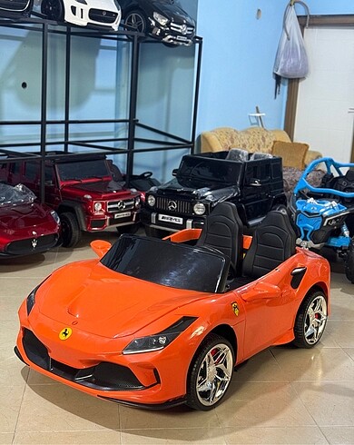 Beden turuncu Renk Akülü Araba 24V Dev Ferrari 2 Kişilik Eva Lastik