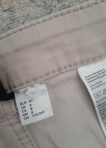 40 Beden Bej Kadın Keten Pantolon Midi Boy
