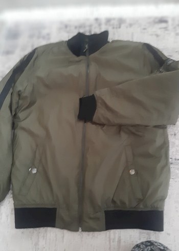 Gri Erkek Street Style Fermuarlı Ceket