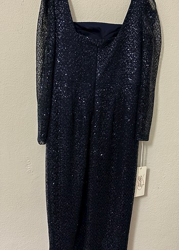 Siyah Payetli Uzun Kollu Abiye Elbise - Görsel 3