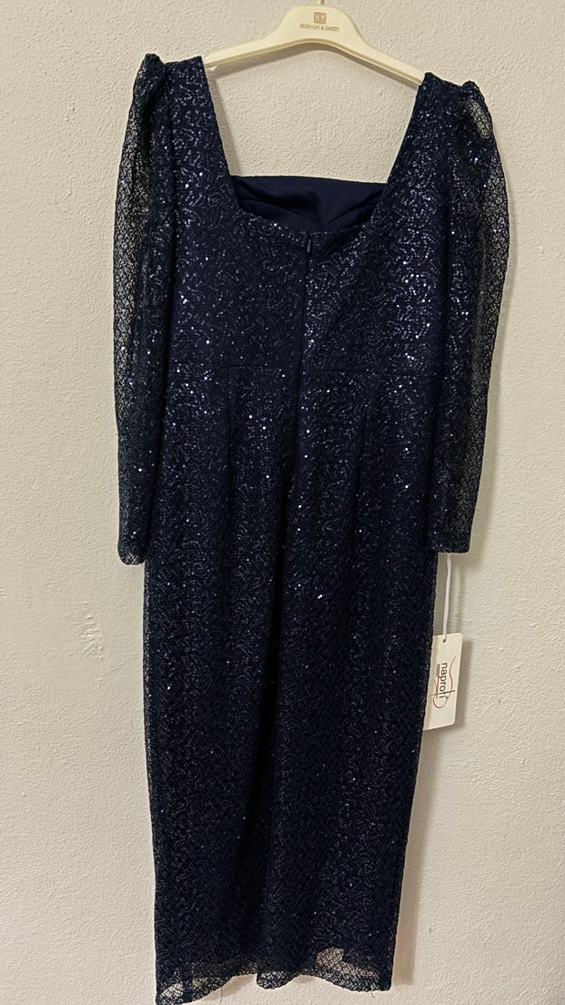 Siyah Payetli Uzun Kollu Abiye Elbise - Görsel 3