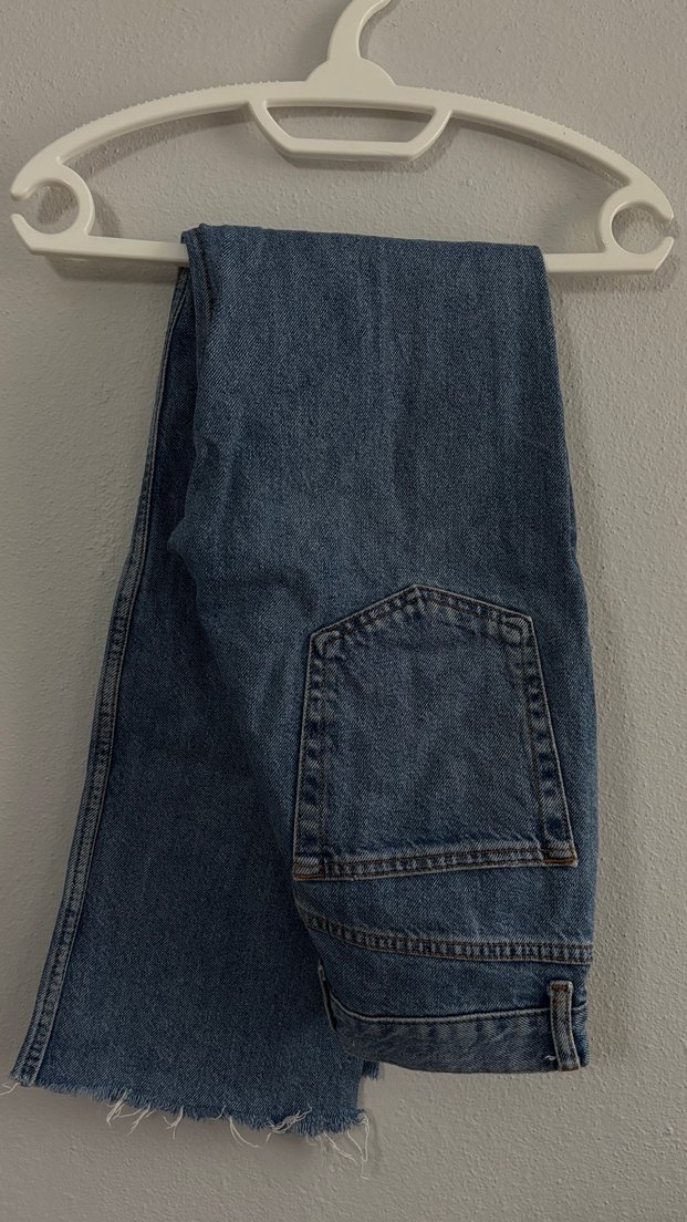 Kadın Mavi Denim Regular Fit Midi Kot Pantolon - Görsel 3