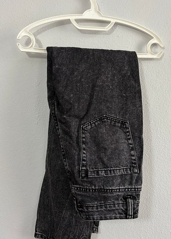 Gri Batik Desenli Bol Kesim Kadın Kot Pantolon - Görsel 3