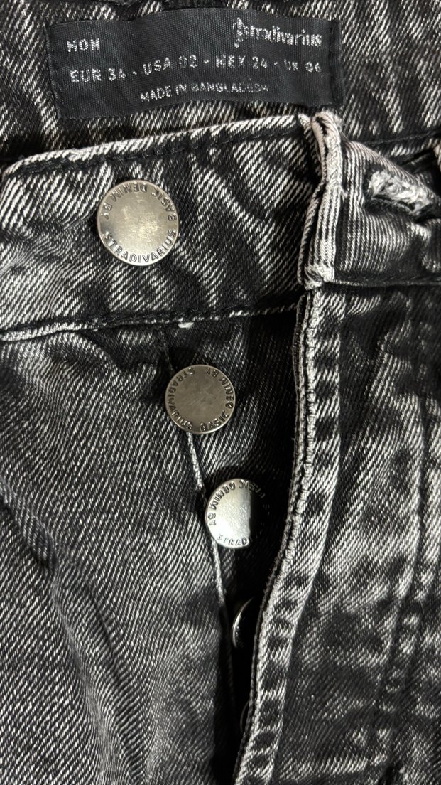 Gri Batik Desenli Bol Kesim Kadın Kot Pantolon - Görsel 2