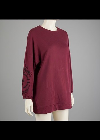 Bordo Uzun Kollu Salaş Tunik