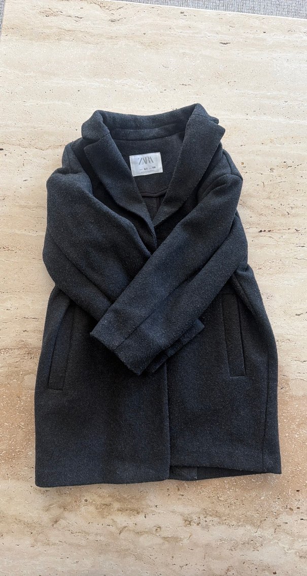 Düğmeli Gri Midi Hamile Kaban - Görsel 3