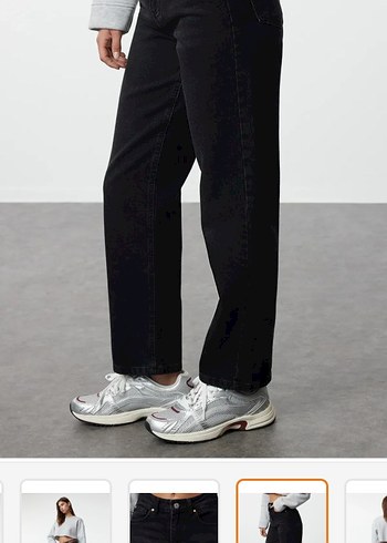 Gri Regular Fit Midi Denim Kadın Kot Pantolon