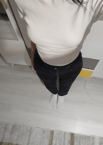 36 Beden siyah Renk Gri Regular Fit Midi Denim Kadın Kot Pantolon