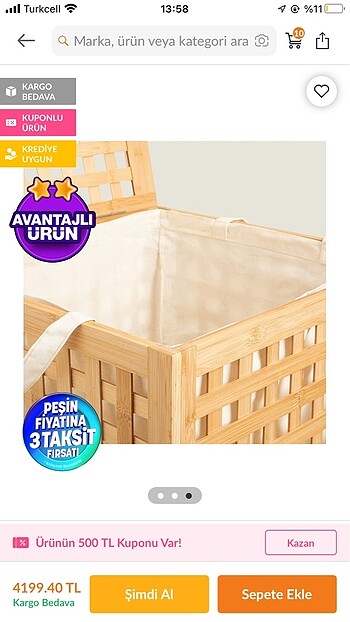 Chakra Bambu Çamaşır Sepeti