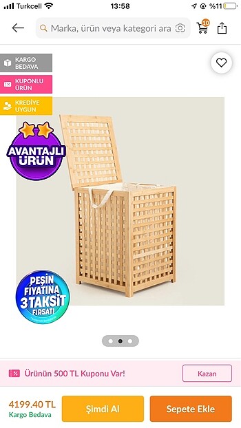 Chakra Chakra Bambu Çamaşır Sepeti