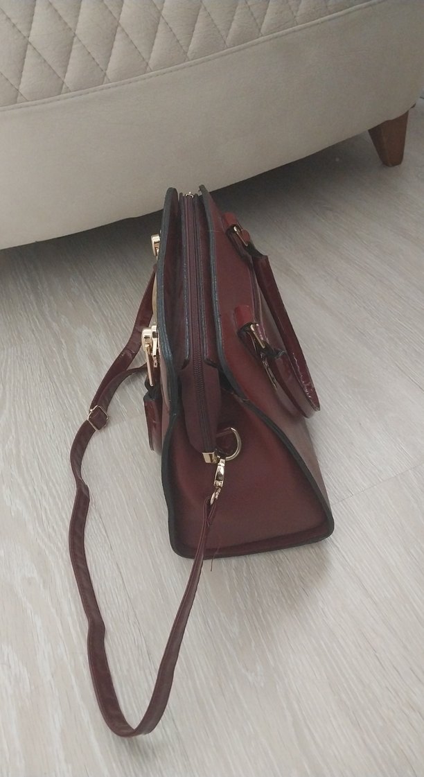 Bordo Deri Kadın Çanta - Görsel 2