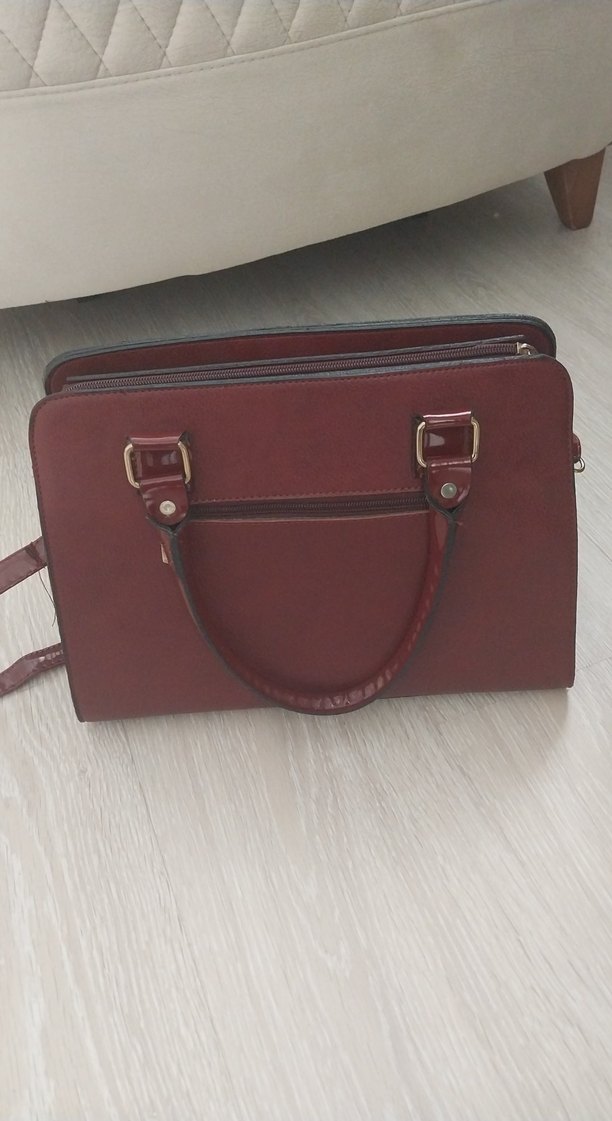 Bordo Deri Kadın Çanta - Görsel 3