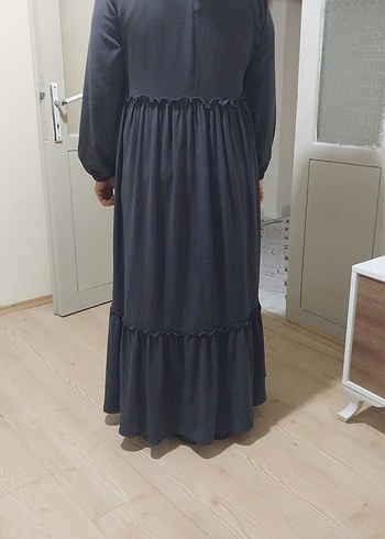 Kadın Gri Ruffle Detaylı Uzun Elbise - Görsel 2