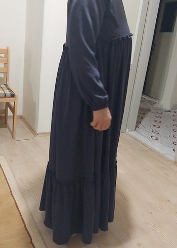 Kadın Gri Ruffle Detaylı Uzun Elbise - Görsel 4