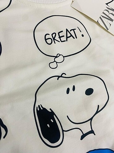 18-24 Ay Beden ten rengi Renk ZARA Marka Unisex Snoopy Takım