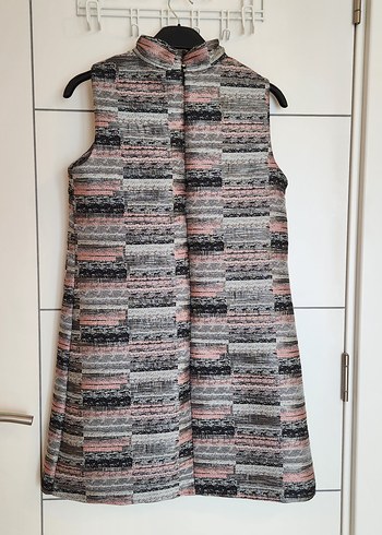 Gümüş-Pudra Kolsuz Kışlık Elbise - Görsel 2