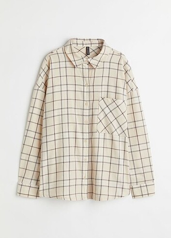 H&M Açık Renk Kareli Bol Gömlek