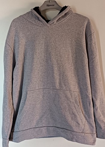 Gri Kapüşonlu Rahat Sweatshirt