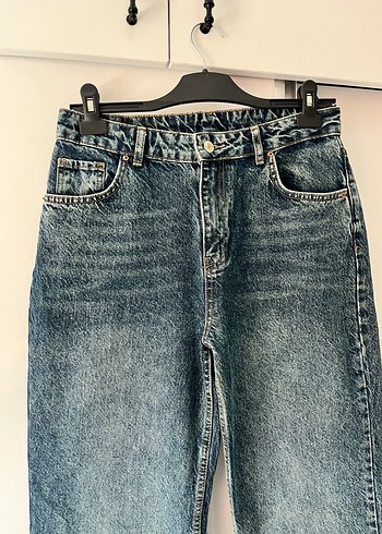 40 Beden Kadın Mavi Bol Kesim Midi Kot Pantolon