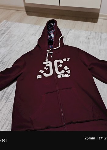 Koton Bordo Kapüşonlu Fermuarlı Sweatshirt