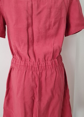 Trendyol & Milla Düğmeli Pembe Midi Keten Elbise